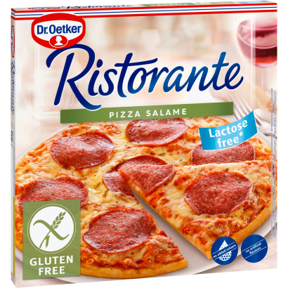 Dr. Oetker Ristorante Pizza Salame gyorsfagyasztott gluténmentes pizza sajttal és szalámival 315 g