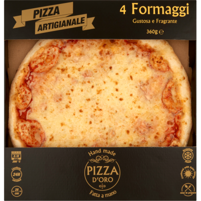Pizza D'Oro 4 Formaggi gyorsfagyasztott kézműves pizza 360 g