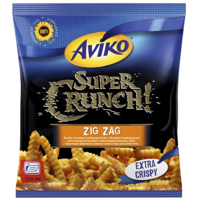 Aviko Super Crunch elősütött gyorsfagyasztott cikcakkos hasábburgonya extra ropogós bevonattal 750 g