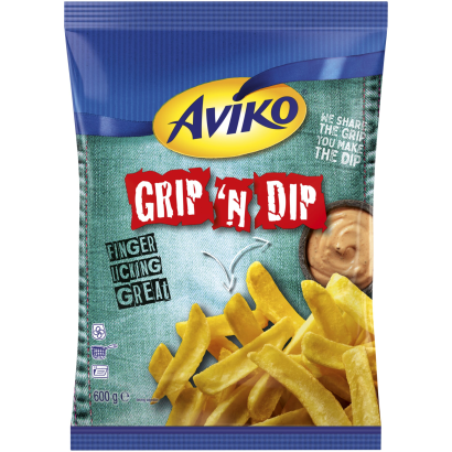 Aviko Grip 'n Dip elősütött és gyorsfagyasztott csónakburgonya extra ropogós bevonattal 600 g