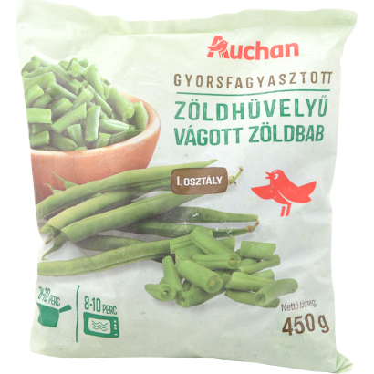 Auchan Kedvenc Zöld hüvelyű vágott zöldbab gyorsfagyasztott 450 g