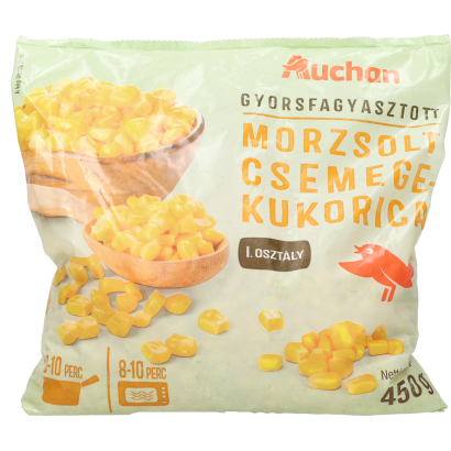 Auchan Kedvenc Morzsolt csemegekukorica 1. osztály gyorsfagyasztott 450 g