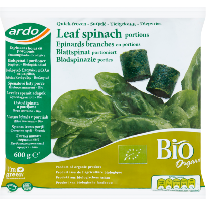 Ardo gyorsfagyasztott BIO leveles spenót adagok 600 g