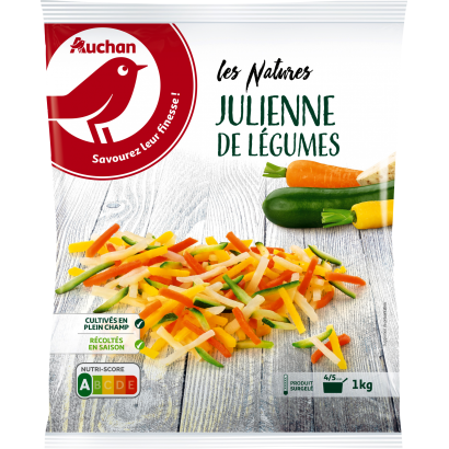 Auchan Kedvenc vékonyra szeletelt zöldségkeverék, gyorsfagyasztott 1000 g