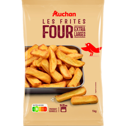 Auchan Kedvenc extra nagy burgonyahasábok elősütött, gyorsfagyasztott 1 kg