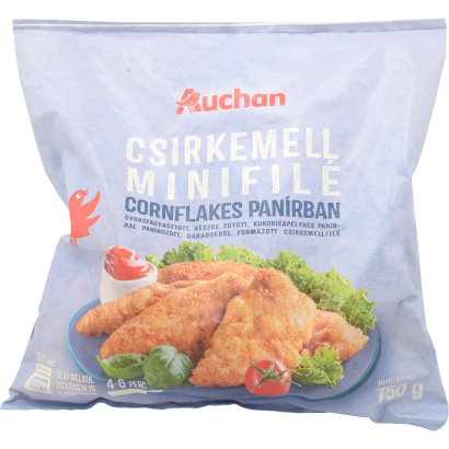 Auchan Kedvenc csirkemell minifilé cornflakes panírban 750 g