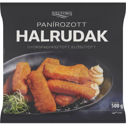 Delforg gyorsfagyasztott, elősütött panírozott halrudak 500 g