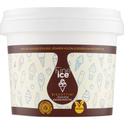 Fine Ice Biscottini vaníliás, kekszes ízvilágú jégkrém különlegesség kakaós öntettel 500 ml
