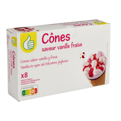 Auchan Tipp tölcséres jégkrém vanília eper x8 548 g