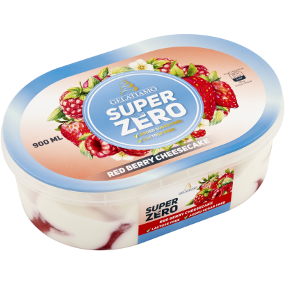 Gelatiamo Super Zero laktózmentes sajttorta ízű jégkrém pirosgyümölcsös öntettel 900 ml