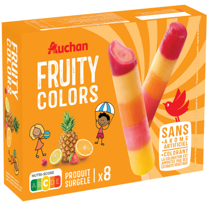 Auchan Kedvenc Rik&Rok Fruity vegyes gyümölcsös ízű pálcás jégkrémek 8 db 320 g