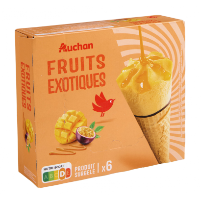 Auchan Kedvenc egzotikus gyümölcsös tölcséres fagylalt x6 422,4 g