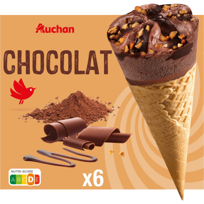 Auchan Kedvenc tölcséres étcsokoládé fagylalt  6 db 450 g