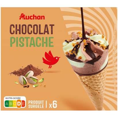 Auchan Kedvenc tölcséres jégkrém csokoládé-pisztácia 6 db 430 g