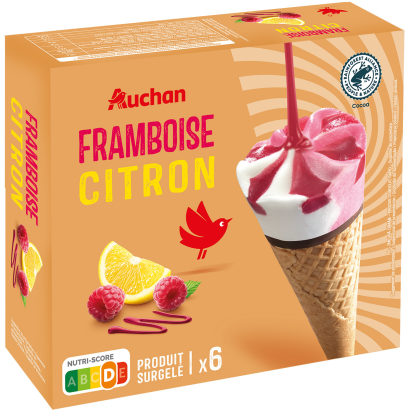 Auchan Kedvenc tölcséres jégkrém málna citrom x6 426 g