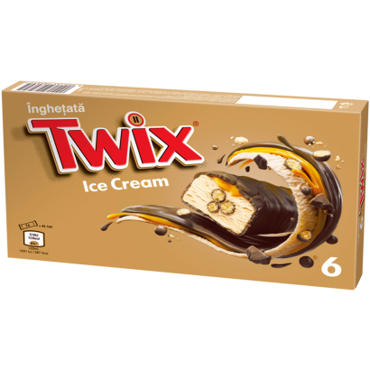 Twix karamellás tejjégkrém szelet keksz darabokkal, kakaós bevonattal 6 x 43,1 ml (258,6 ml)