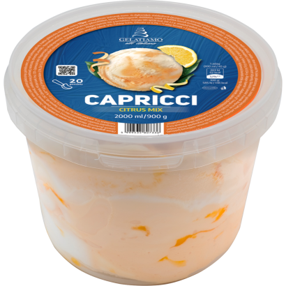 Gelatiamo Capricci Citrus Mix citrom-grapefruit-narancs ízű jégkrém narancs ízű öntettel 2000 ml