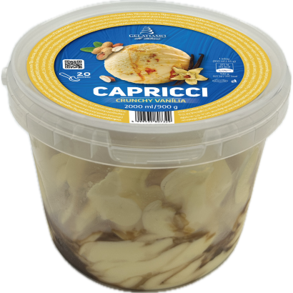 Gelatiamo Capricci Crunchy Vanília vanília jégkrém karamell öntettel, mogyoró darabokkal 2000 ml