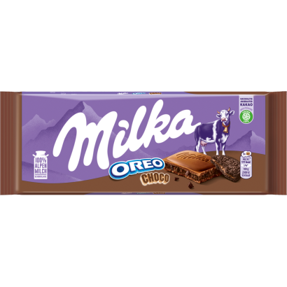 Milka Oreo Choco alpesi tejcsokoládé kakaós krémtöltelékkel és kakaós kekszdarabokkal 100 g