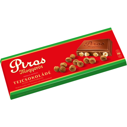 Piros Mogyorós prémium tejcsokoládé egész mogyoróval 225 g