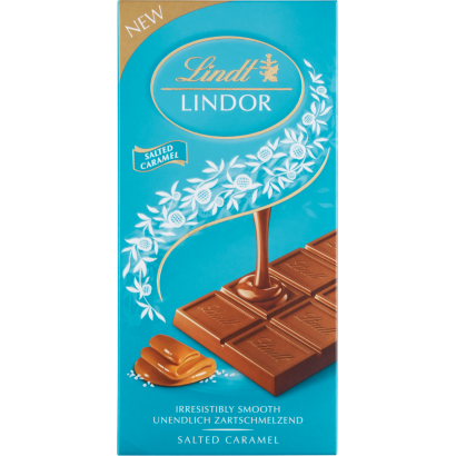 Lindt Lindor tejcsokoládé tengeri sóval és lágyan olvadó karamell töltelékkel 100 g