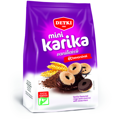 Detki Mini Karika vaníliaízű teasütemény kakaós étbevonómasszával félig mártva 150 g
