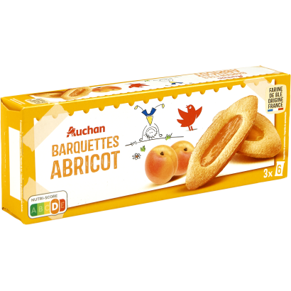 Auchan Kedvenc piskóta sárgabarack öntettel (55%), természetes ízesítéssel 120 g