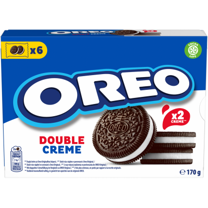 Oreo Double Creme vanília ízű töltelékkel töltött kakaós keksz 170 g