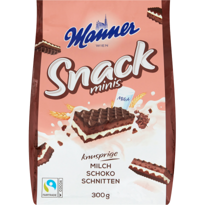 Manner Snack ropogós kakaós ostya tejszínes- és kakaós krémmel töltve, kekszdarabkákkal 300 g