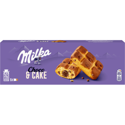 Milka Cake & Choc piskóta tejcsokoládé darabokkal és csokoládés töltelékkel 5 x 35 g (175 g)