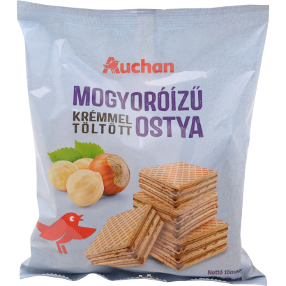 Auchan Kedvenc mogyoró ízű krémmel (75%) töltött ostya 180 g