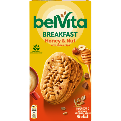 Belvita mogyorós és mézes, gabonás keksz csokoládédarabokkal 6 x 50 g (300 g)