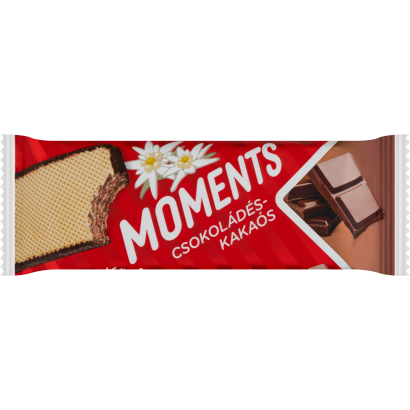 Moments kakaós bevonómasszába mártott, kakaós-csokoládés krémmel töltött ostyaszelet 45 g