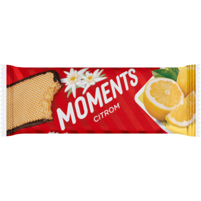 Moments szélein kakaós bevonómasszába mártott, citromos krémmel töltött ostyaszelet 45 g