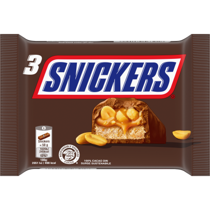 Snickers karamellás földimogyorós krémes szelet földimogyoró darabokkal 3 x 50 g (150 g)