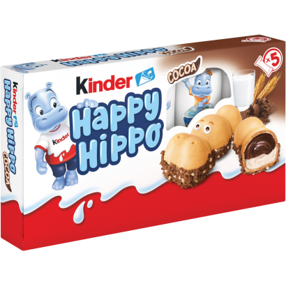 Kinder Happy Hippo Cacao kakaós és tejes krémmel töltött ropogós ostya 5 x 20,7 g (103,5 g)
