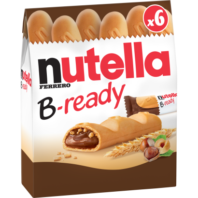 Nutella B-Ready ropogós ostya kakaós mogyorókrémmel és búzakészítménnyel töltve 6 x 22 g (132 g)