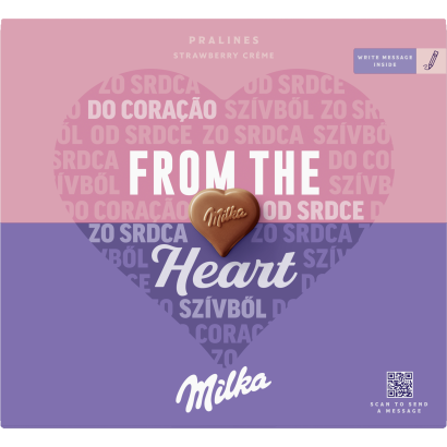 Milka I love Milka alpesi tejcsokoládé praliné epres töltelékkel 20 db 110 g