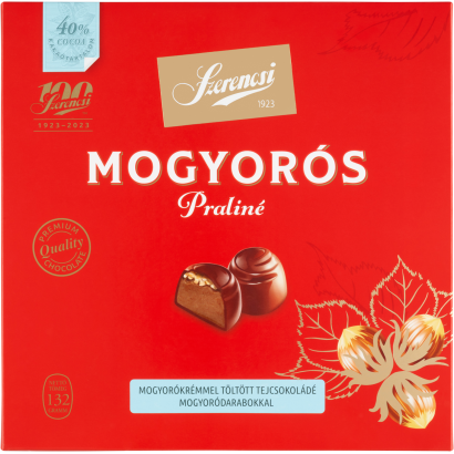 Szerencsi Mogyorós Praliné mogyorókrémmel töltött tejcsokoládé mogyoródarabokkal 132 g