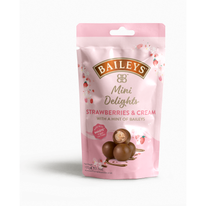 Baileys Mini Delights Strawberry Cream likőrös trüffelkrémmel töltött csokoládé golyók 102 g