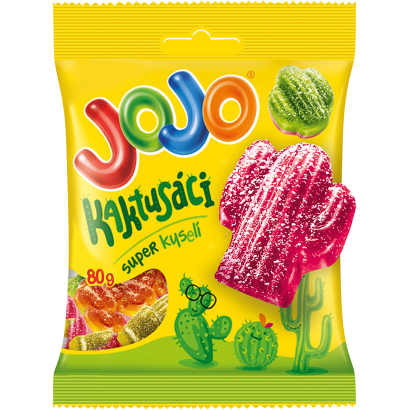 Jojo Savanyú Kaktusz, vegyes gyümölcsízű gluténtmentes gumicukorka 80 g