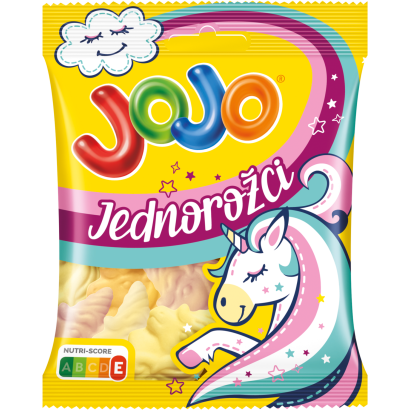 Jojo Unikorns gluténmentes vegyes gyümölcsízű habosított gumicukorka 80 g