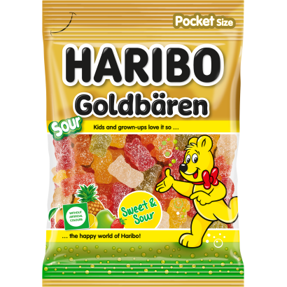 Haribo Goldbären Sour gyümölcsízű gumicukorka 80 g