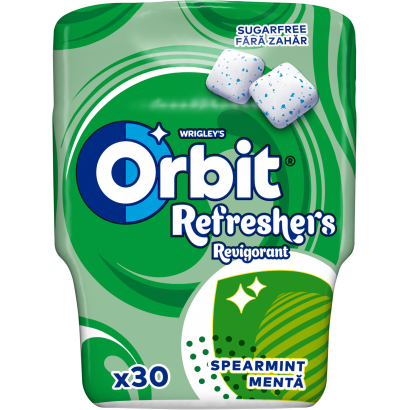 Orbit Refreshers Spearmint menta- és mentolízű cukormentes rágógumi édesítőszerrel 67 g