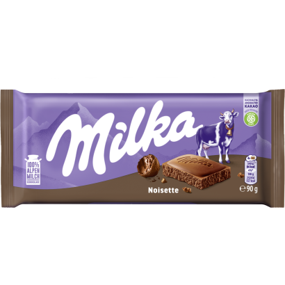 Milka Noisette alpesi tej felhasználásával készült tejcsokoládé mogyorómasszával 90 g