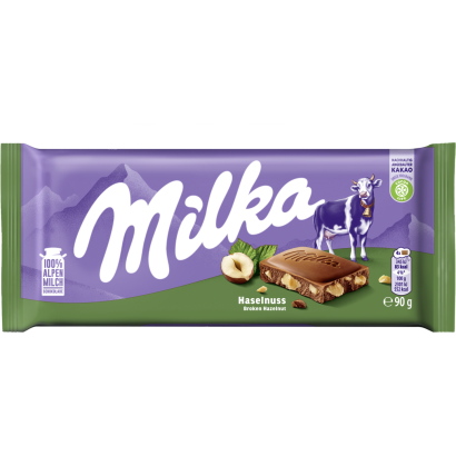 Milka alpesi tej felhasználásával készült tejcsokoládé törtmogyoróval 90 g