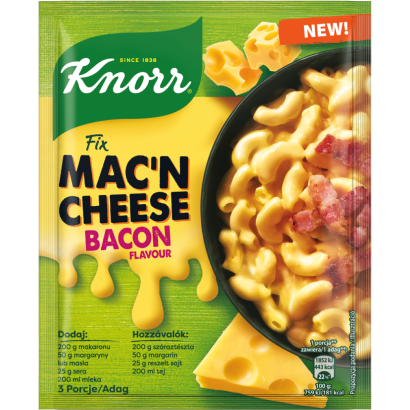 Knorr Mac'n Cheese sajtszószos-baconös tészta alap 33 g