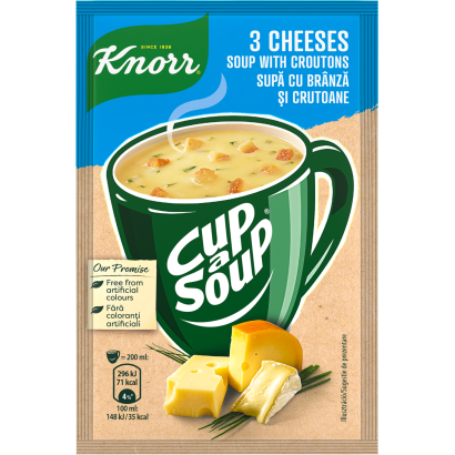Knorr Cup a Soup instant 3 sajtkrémleves zsemlekockával 17 g