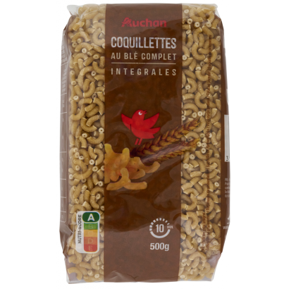 Auchan Kedvenc teljes kiőrlésű (Coquillettes) szarvacska száraztészta 500 g