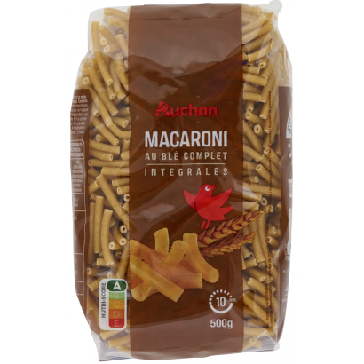 Auchan Kedvenc teljes kiőrlésű makaróni száraztészta 500 g
